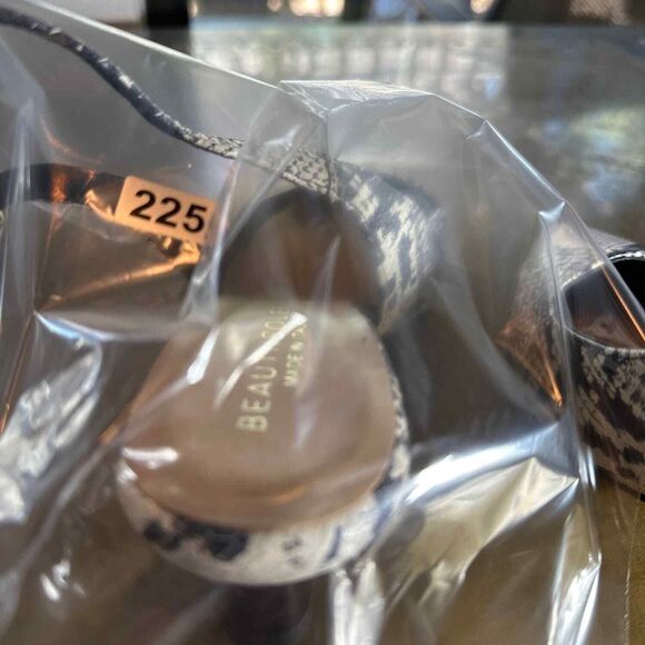 BEAUTIISOLES Slingback Mules 8 Pointed Toe Kitten Heel Elegant Snakeskin Grey - Picture 9 of 9